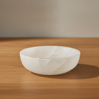 Round selenite bowl, polished inside with a raw white outer wall