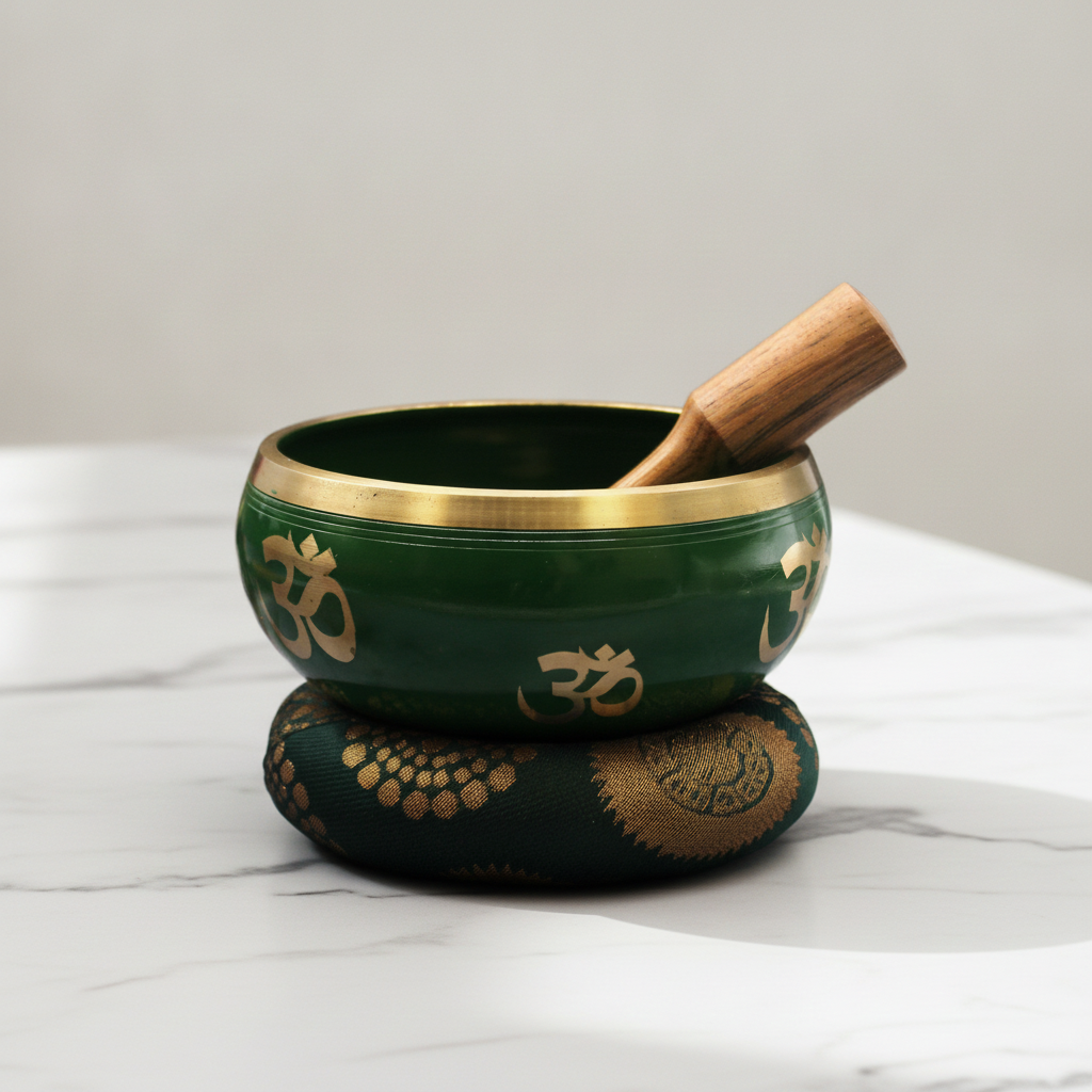 Large Tree of Life Singing Bowl Set - Green