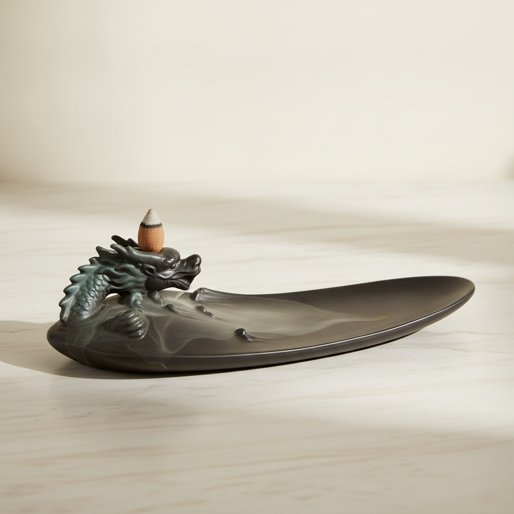 Backflow Incense Burner - Dragon in Pool with Surprising Details