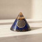 Orgonite Cone - Lapis Flower of Life - Suspended Quartz - 90 mm