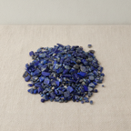 Lapis lazuli gemstone chips on cotton canvas