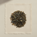 Labradorite gemstone chips on cotton rag paper