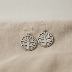 Tree of Life Silver Earrings - Mother of Pearl
