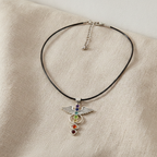 Angel Wing Chakra Pendant Necklace - Silver Plated