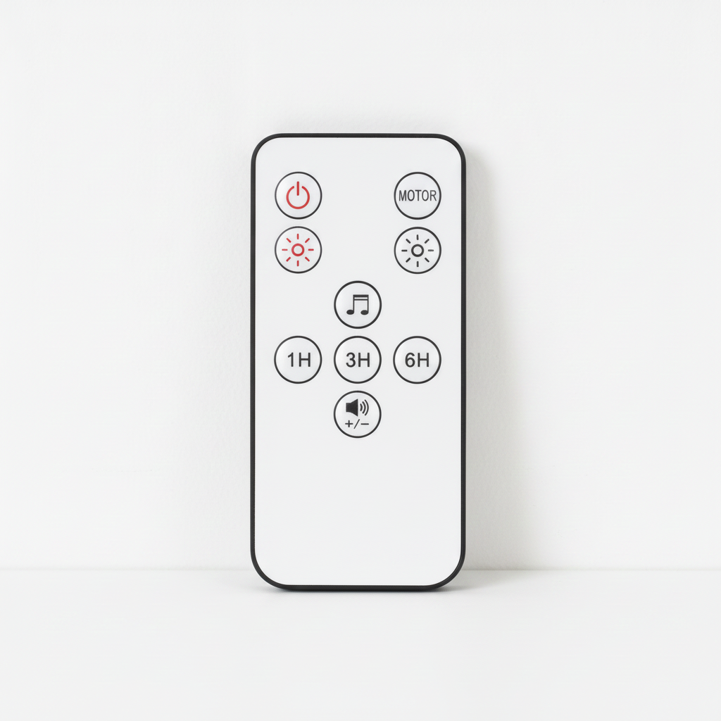 Remote control for the birdsong diffuser with timer, light, sound and volume buttons