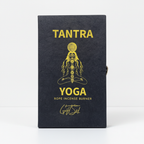 Tantra Yoga rope incense burner gift box, black with a gold chakra figure on the lid