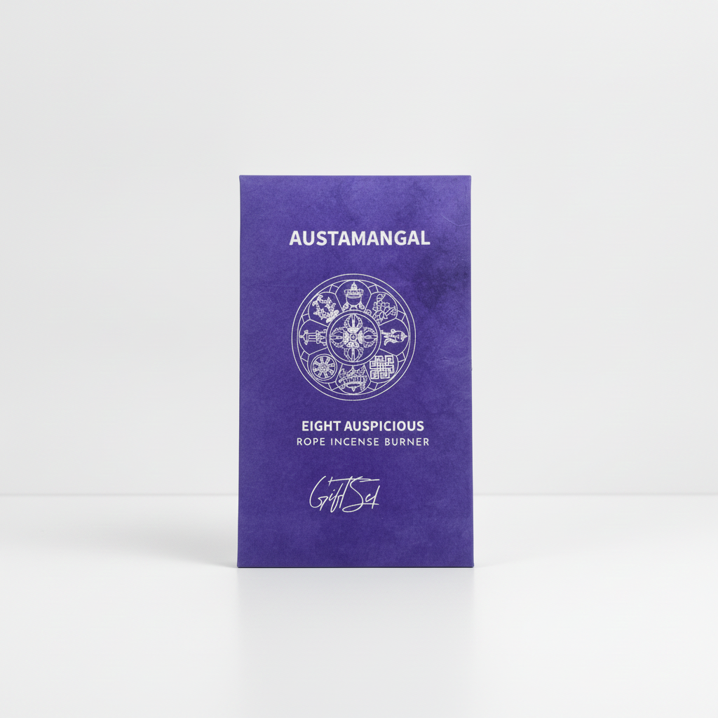 Purple Astamangal gift box printed with the eight auspicious symbols