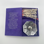 Astamangal gift box open, rope incense and the silver plated octagonal dish inside