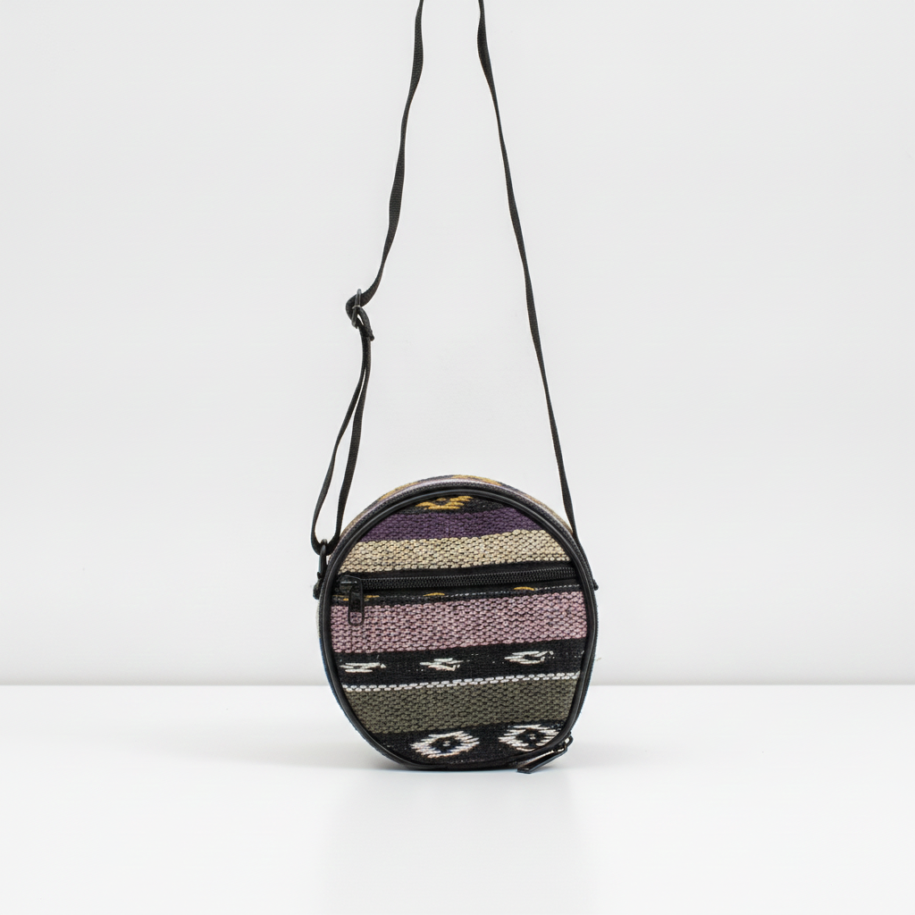 Woven carry bag for the medium Atlas tongue drum with its shoulder strap