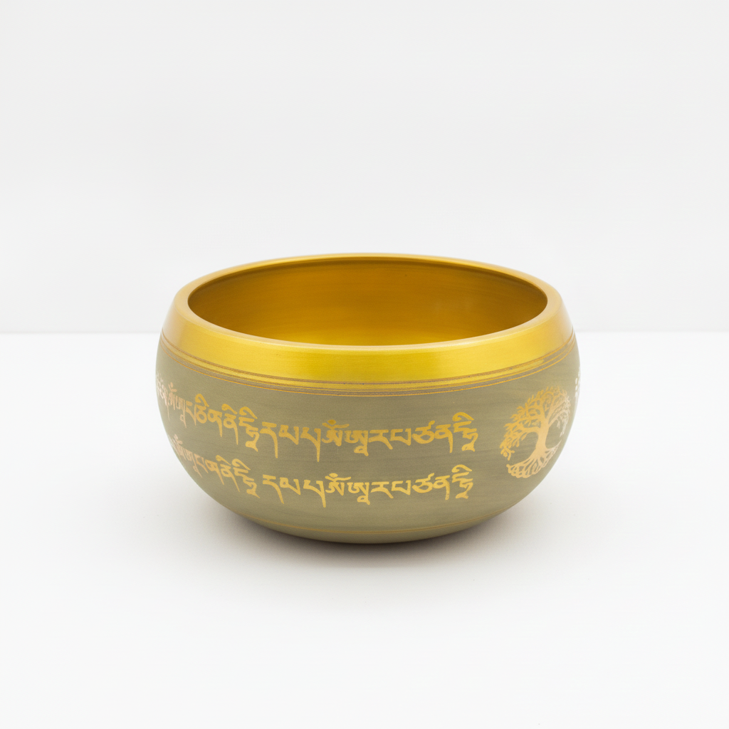 Large Aluminium Singing Bowl - Buddha Tree of Life - Copper Colour (19cm) - view 2