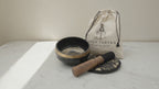 Hand-made & Engraved Singing Bowl Gift Set - Yogi, slow close-up