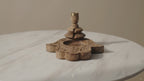 Lrg Mango Wood Backflow Burner - Hamsa, slow close-up