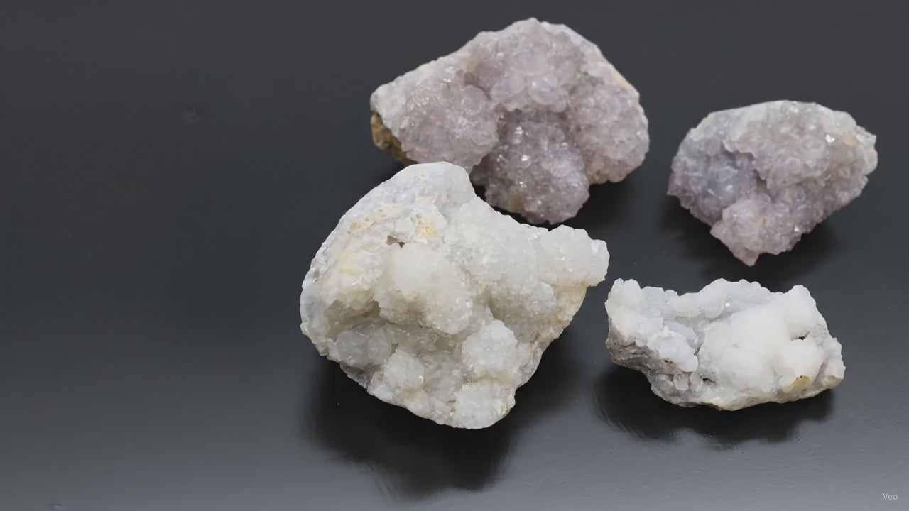 Finger quartz cluster pieces, slow product video