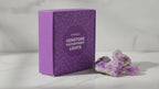 Video of the amethyst crystal fairy lights gift box with amethyst stones, the camera slowly moving in