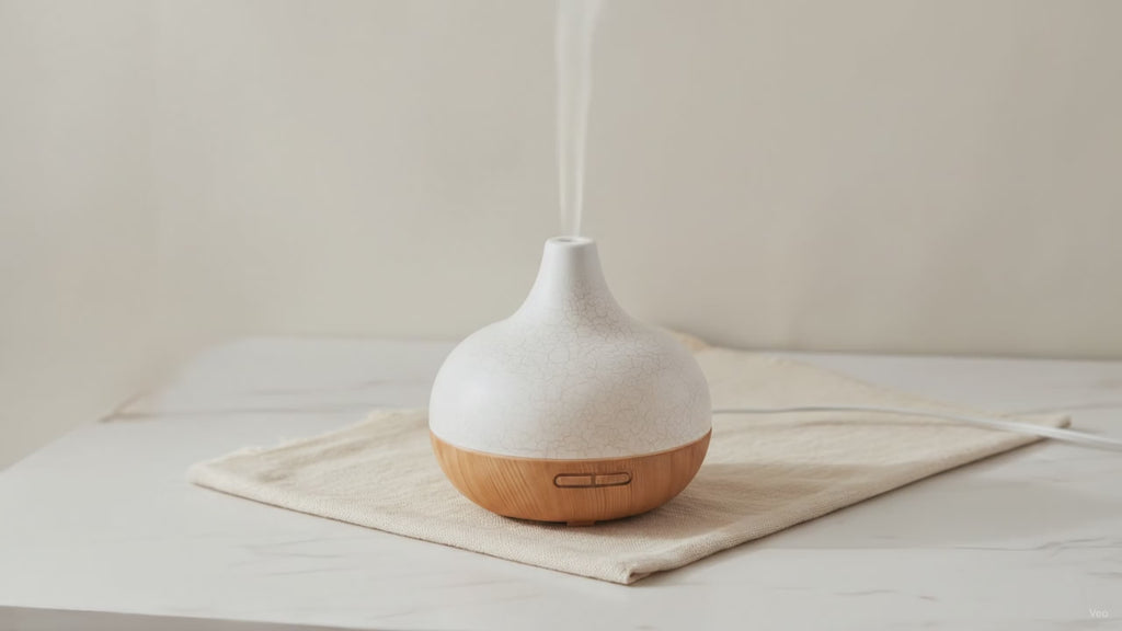 Santorini shell effect essential oil aroma diffuser on cotton canvas