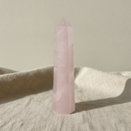 Rose Quartz Crystal Obelisk Point - Six Face Polished Gemstone Tower