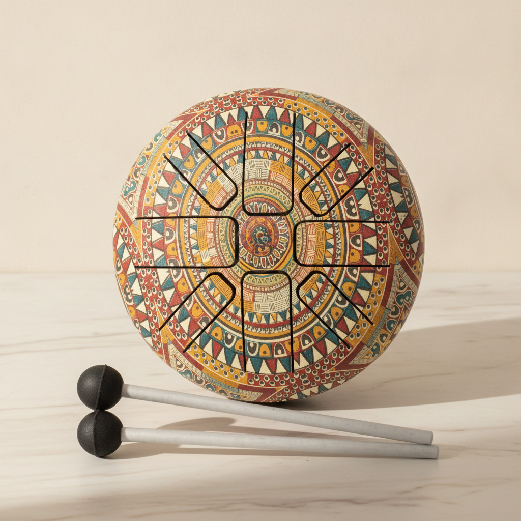 Small Steel Tongue Drum - Om Mandala