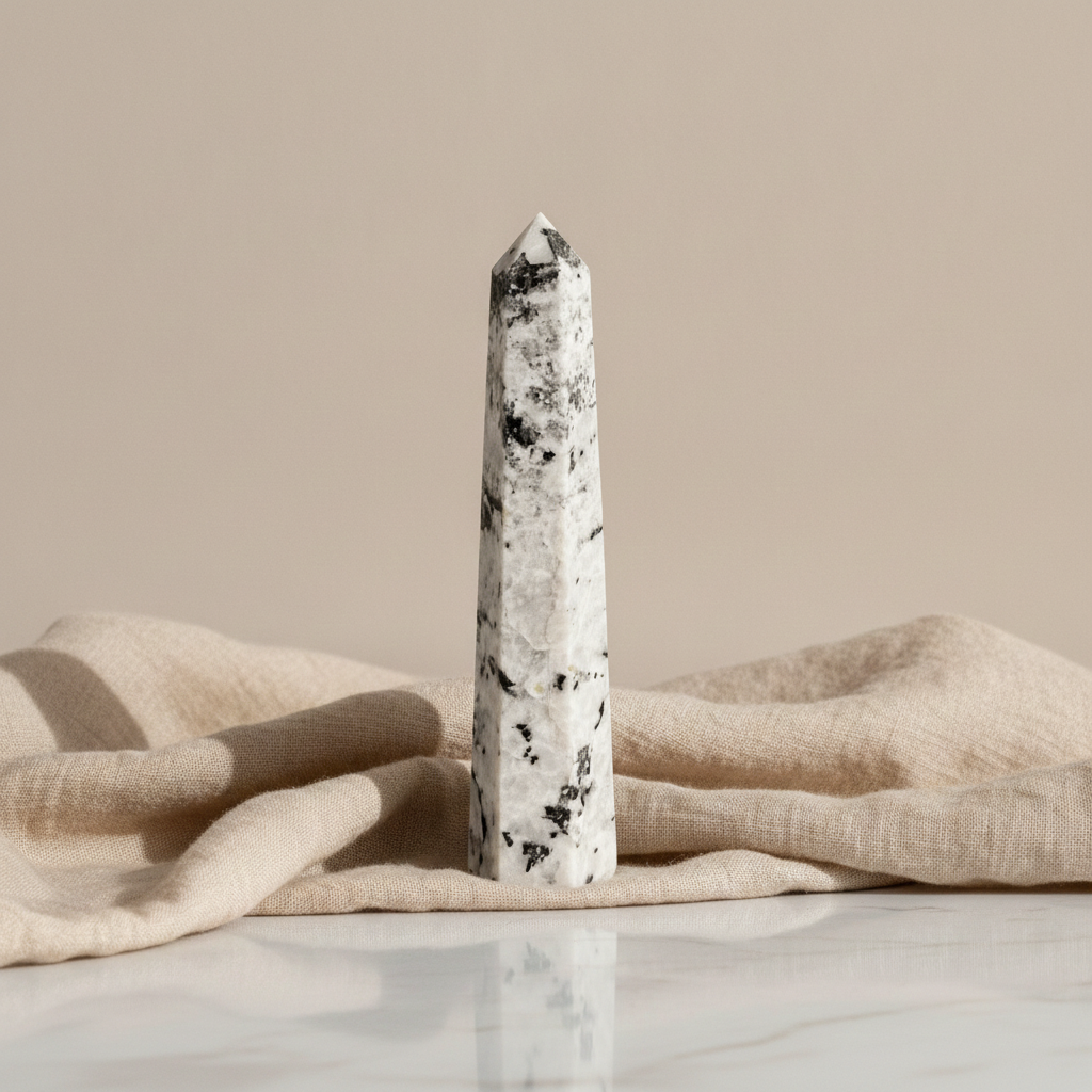 Rainbow Moonstone Crystal Obelisk Point Large - Six Face Polished Gemstone Tower