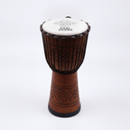 Large soul sound djembe drum on a clean white surface against a white wall