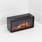 Black flame effect diffuser at an angle with the slotted mist lid in place