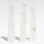 Tall six-sided clear quartz obelisk point - view 6