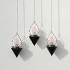 Gemstone Lantern of Life Pendulum - Black Agate & Rose Quartz