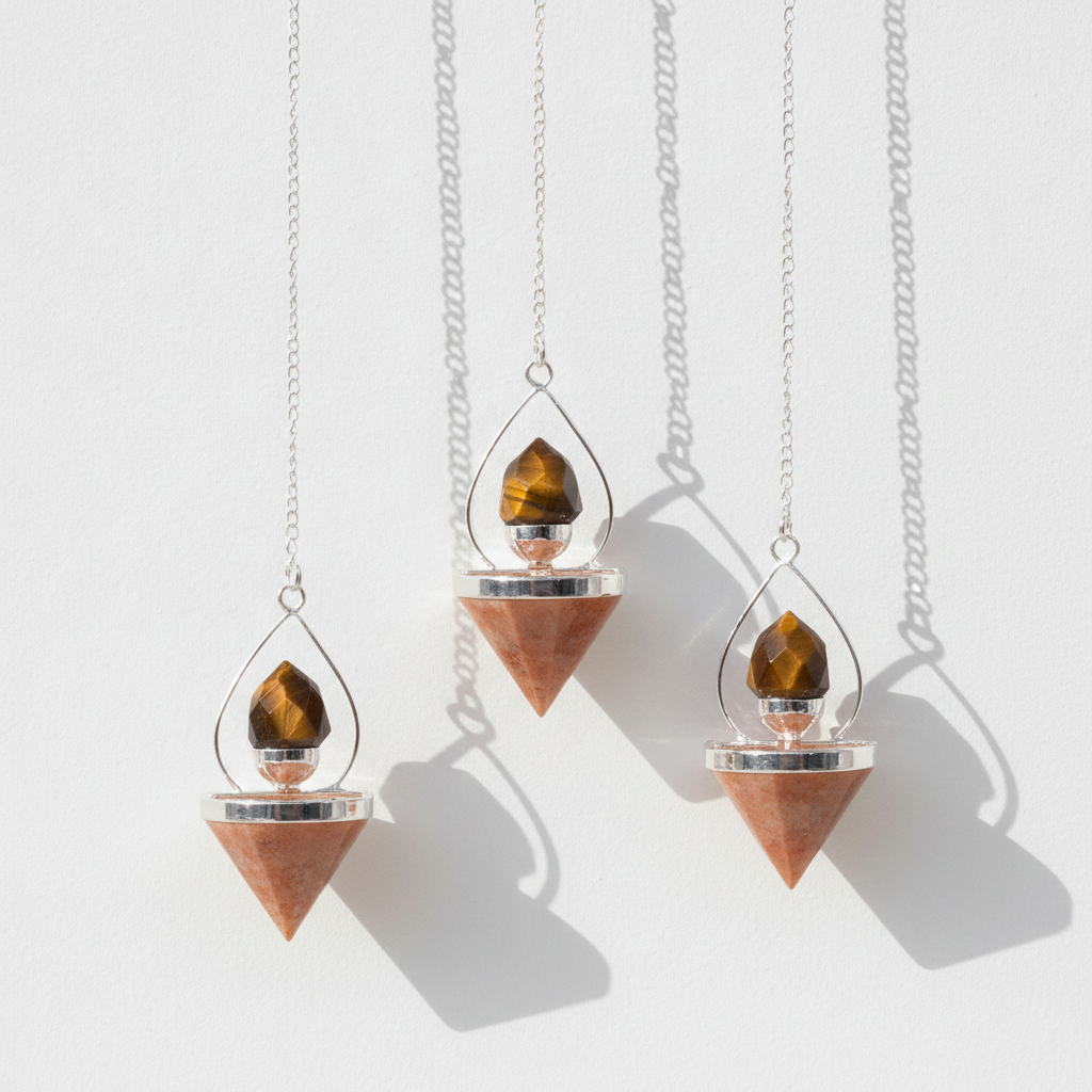 Gemstone Lantern of Life Pendulum - Sunstone & Tigereye