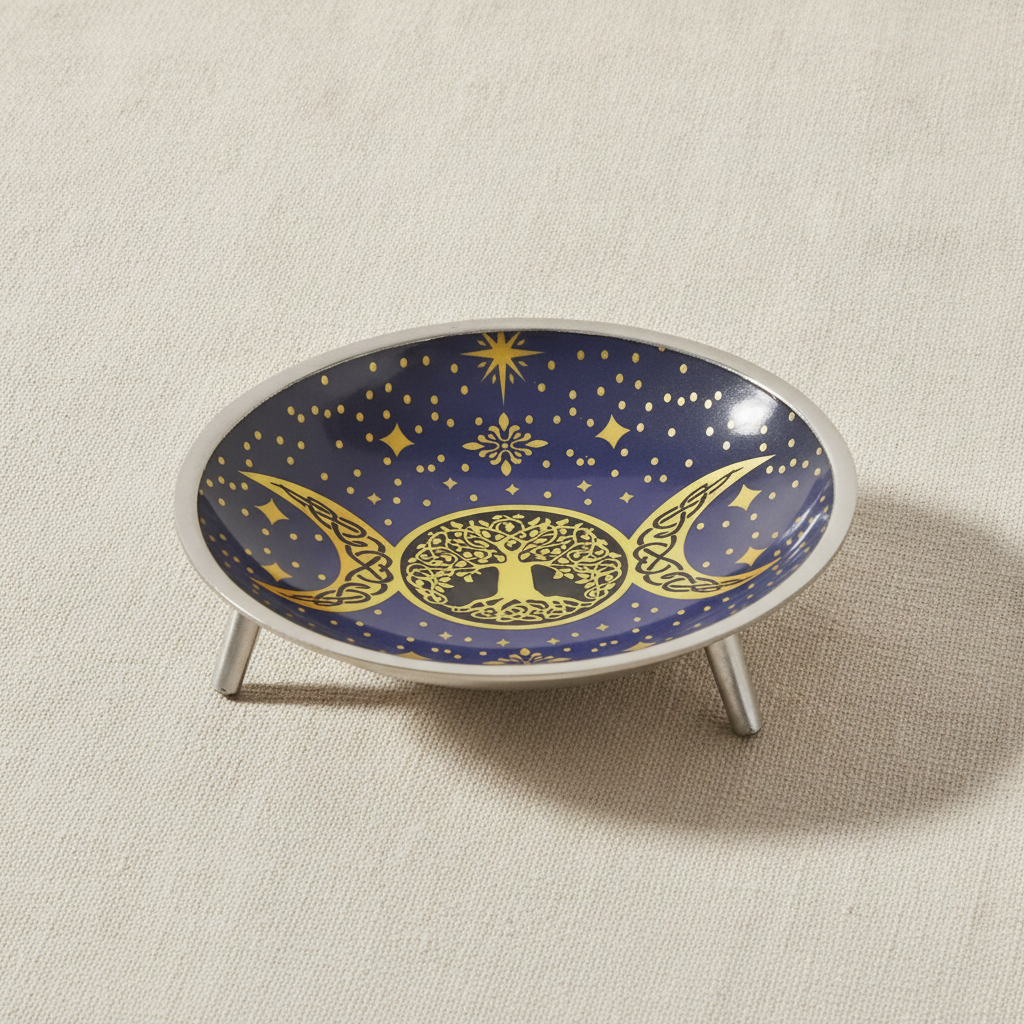 Triple Moon offering dish on linen