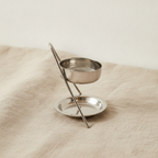Plated brass incense warmer with mesh dish and tealight tray, on rumpled linen - view 3