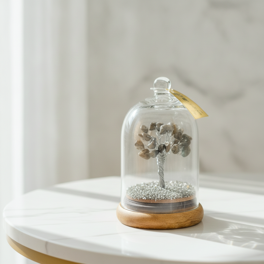 Close view of the pyrite dome tree on marble