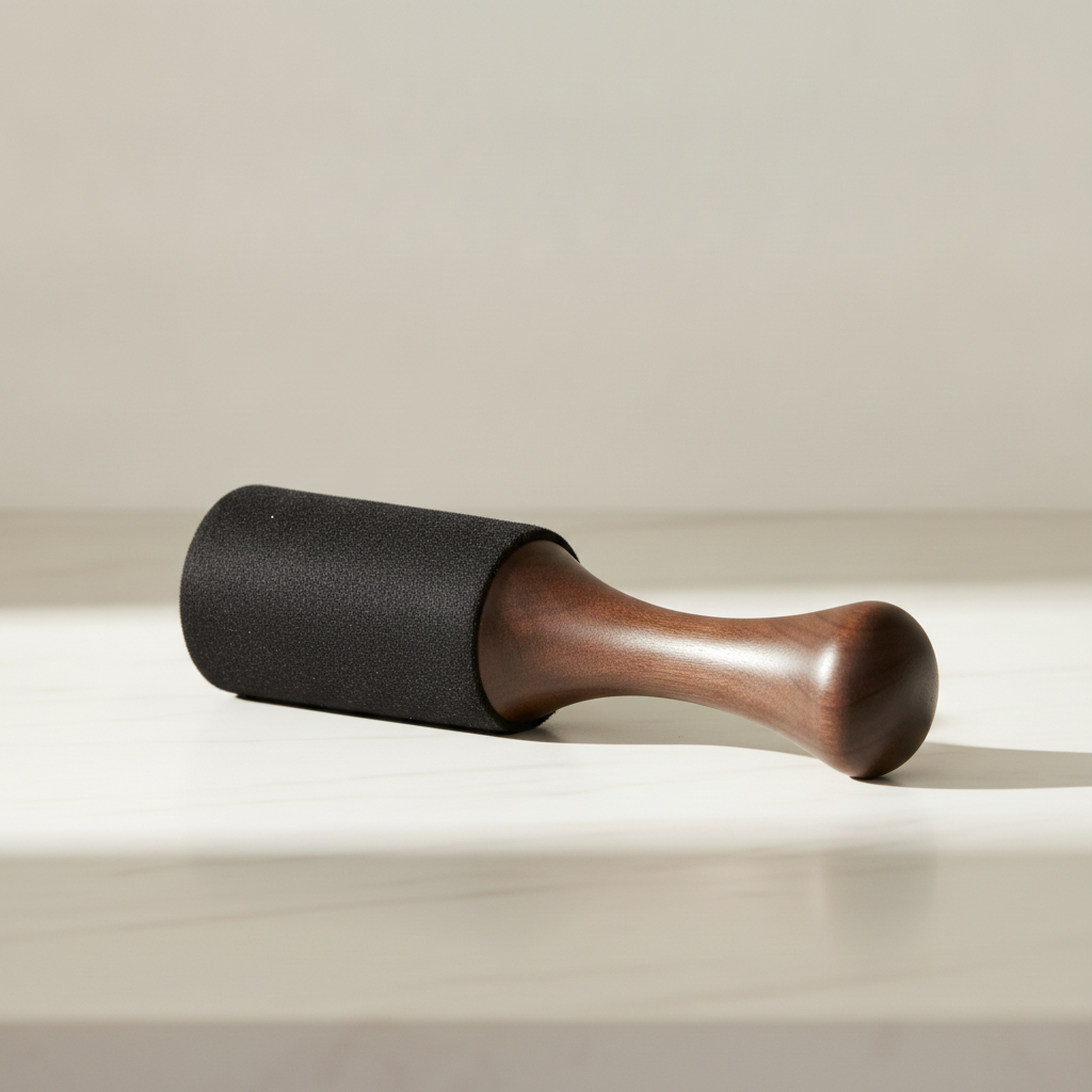 Large wooden king stick gong mallet, warm neutral setting